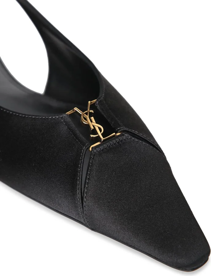 Sharon Black Satin Slingback Sandal - Image 4