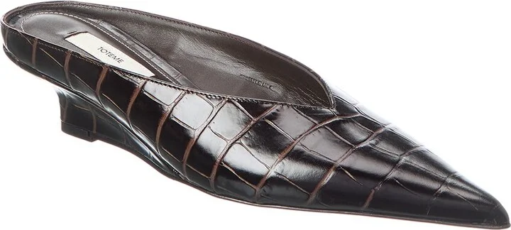 Sharp Croc-Embossed Leather Mule