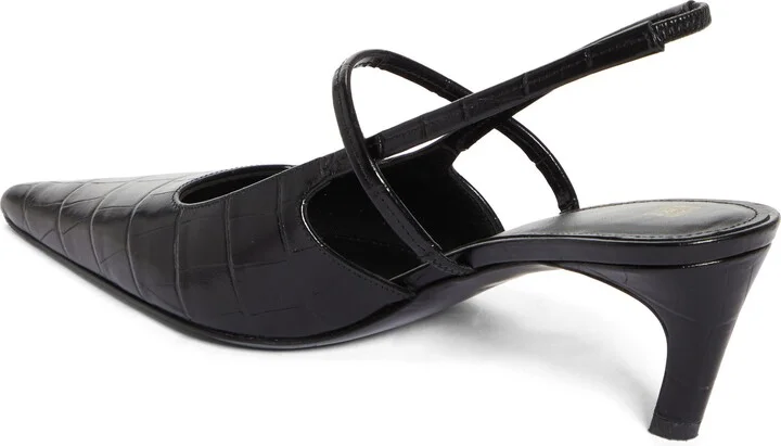 Sharp Pointed Toe Croc Embossed Slingback Pump - Image 2