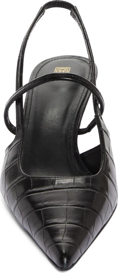 Sharp Pointed Toe Croc Embossed Slingback Pump - Image 4