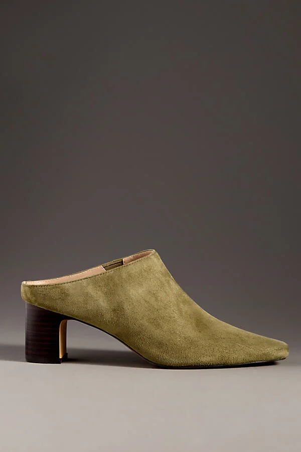 Sharpies Suede Pointed-Toe Block-Heel Mules