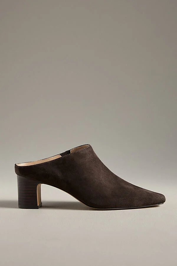 Sharpies Suede Pointed-Toe Block-Heel Mules