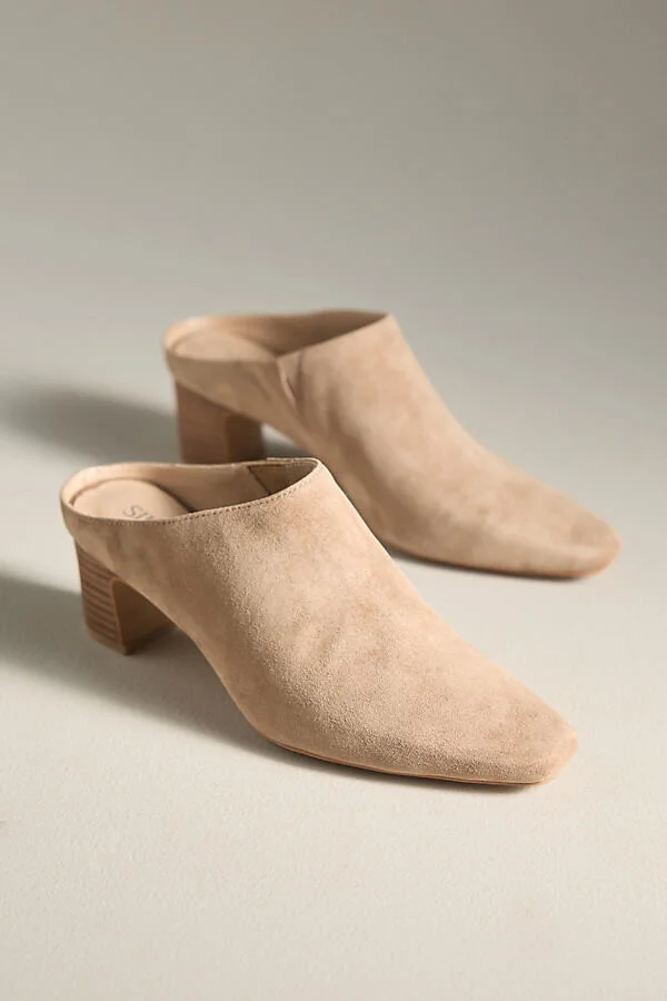 Sharpies Suede Pointed-Toe Block-Heel Mules