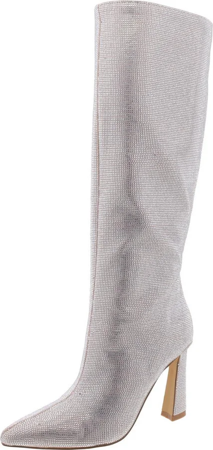 Shayna-R Womens Rhinestone Pull On Knee-High Boots
