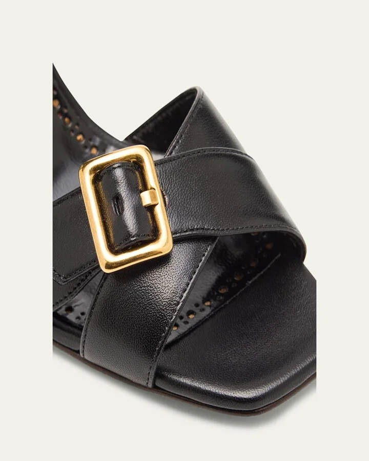 Shbealo Leather Crisscross Buckle Sandals - Image 2