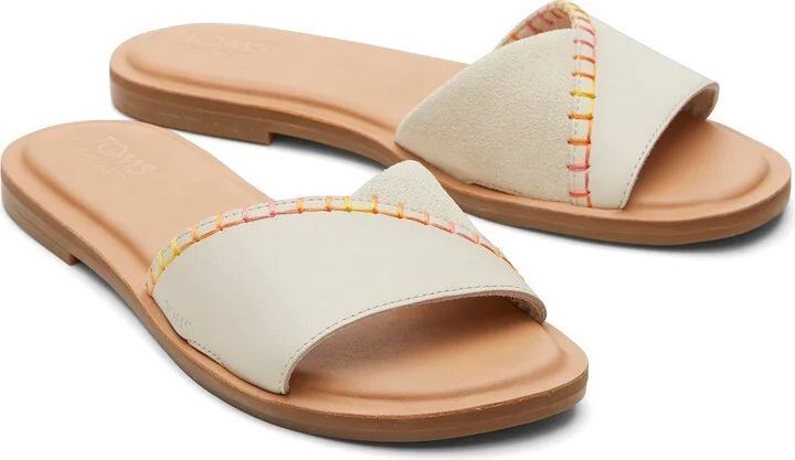 Shea Cream Leather Slide Sandal - Image 4
