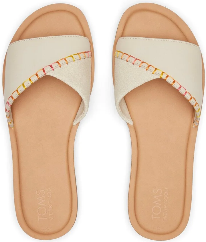 Shea Cream Leather Slide Sandal - Image 6