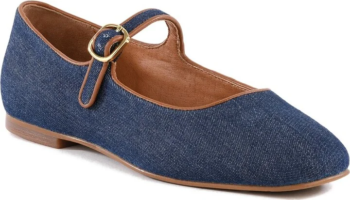 Shea Denim & Leather Mary Jane Flat