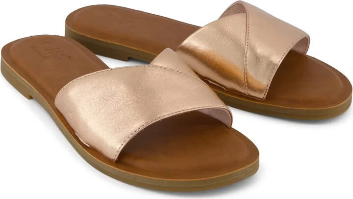 Shea Rose Gold Metallic Nappa Leather Slide Sandal - Image 2