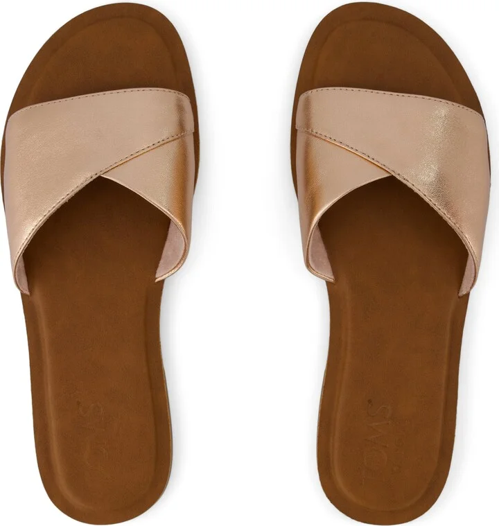 Shea Rose Gold Metallic Nappa Leather Slide Sandal - Image 5