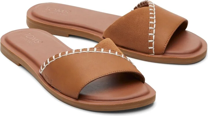 Shea Tan Leather Slide Sandal - Image 4