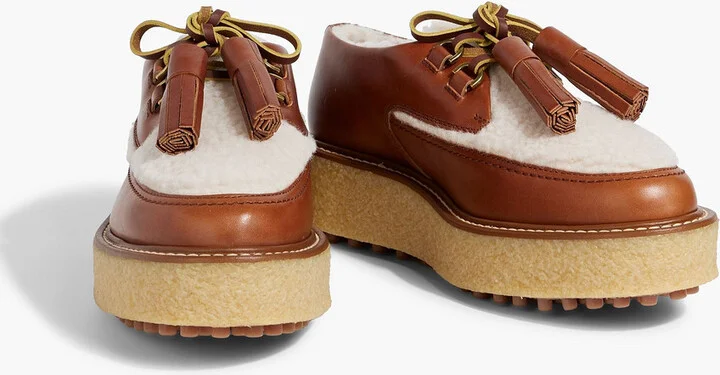 Shearling and leather platform brogues - Image 2