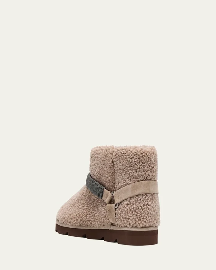 Shearling Bootie With Monili Strap Detailing - Image 2