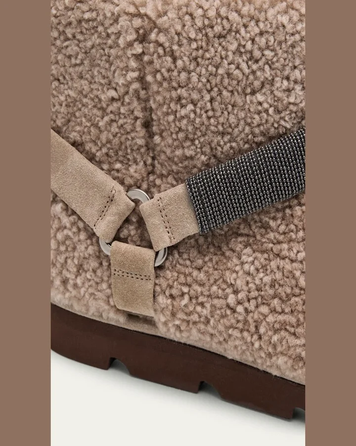 Shearling Bootie With Monili Strap Detailing - Image 5