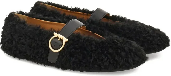 Shearling Buckled Ballet Flats - Image 2