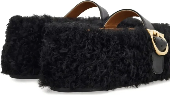 Shearling Buckled Ballet Flats - Image 4