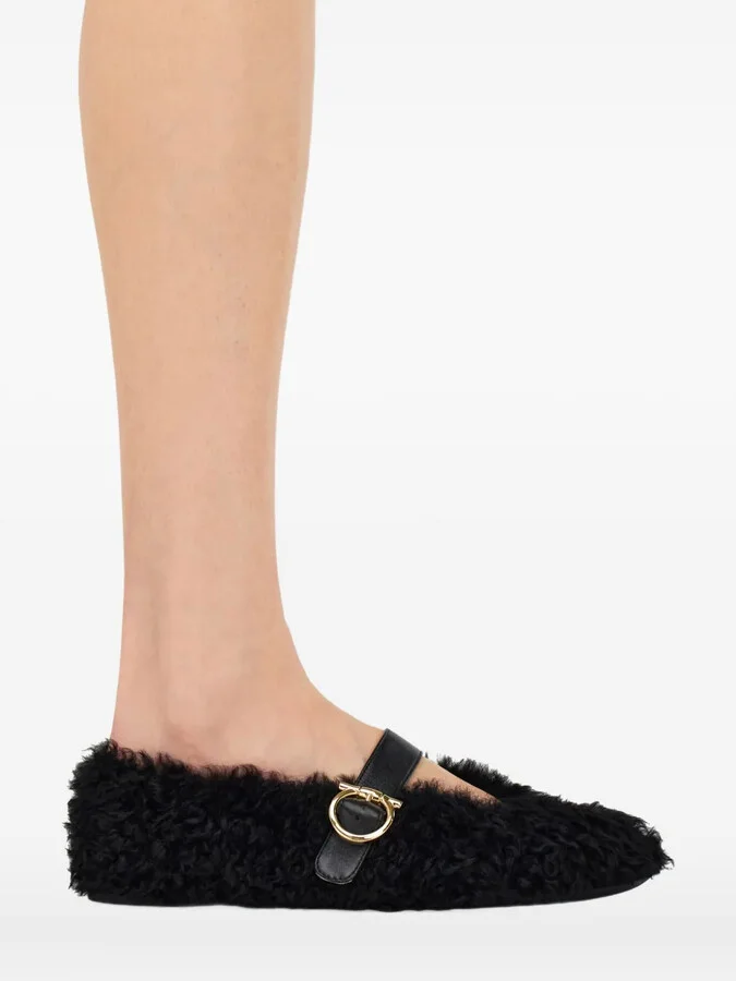 Shearling Buckled Ballet Flats - Image 5