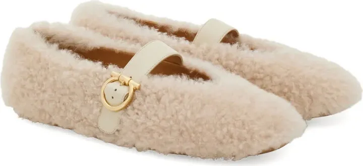 Shearling Buckled Ballet Flats - Image 2