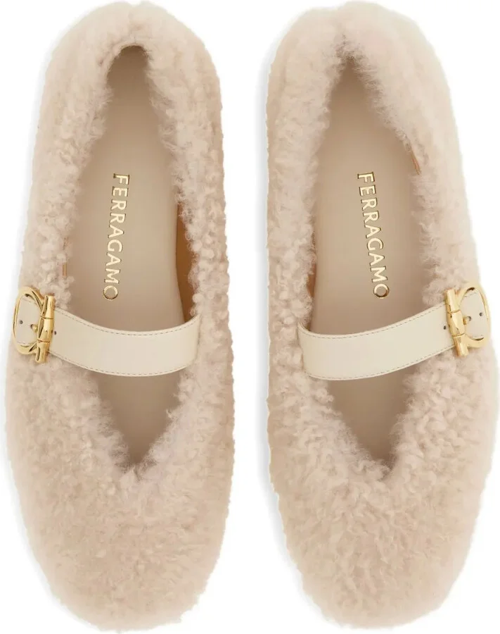 Shearling Buckled Ballet Flats - Image 3