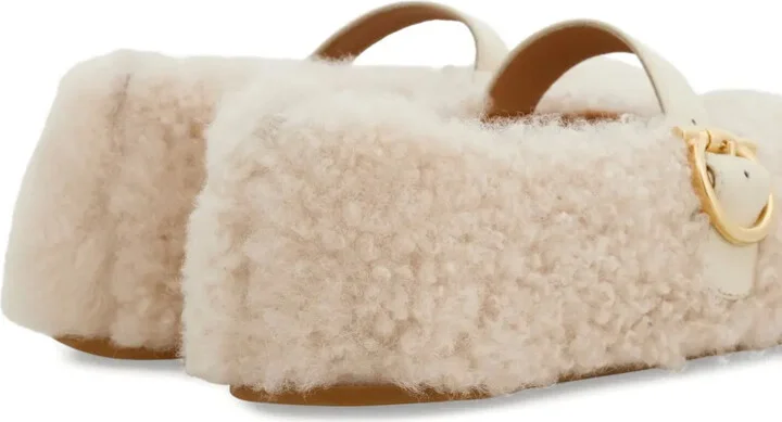 Shearling Buckled Ballet Flats - Image 4