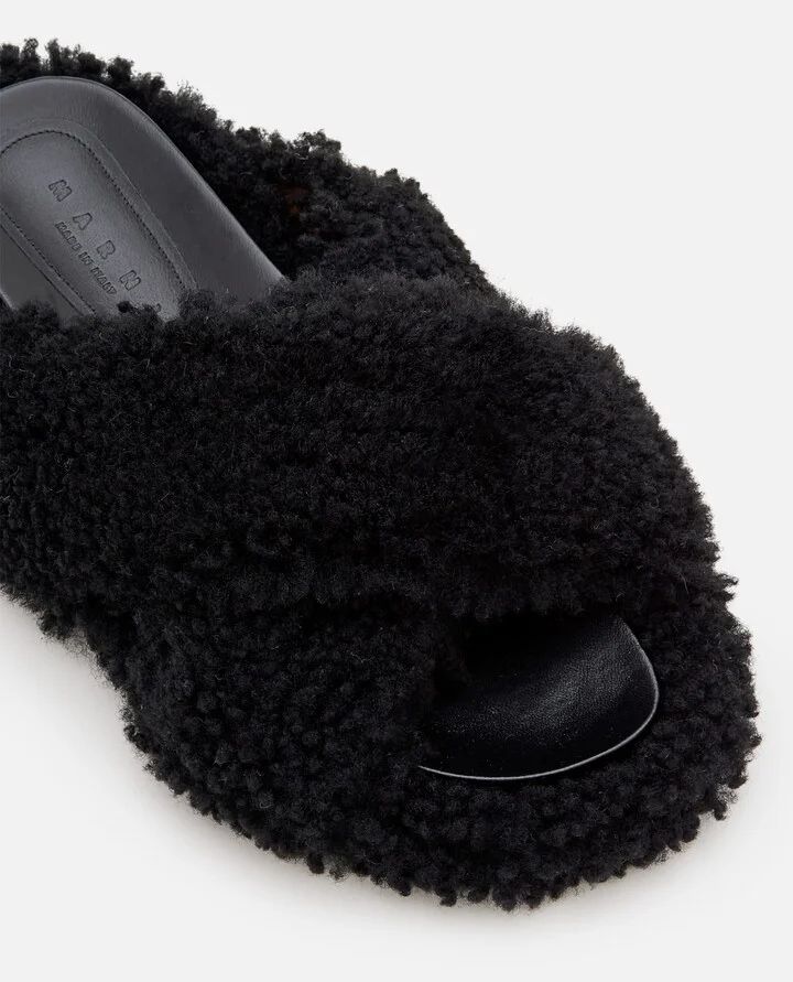 Shearling Crisscross Sandals - Image 4