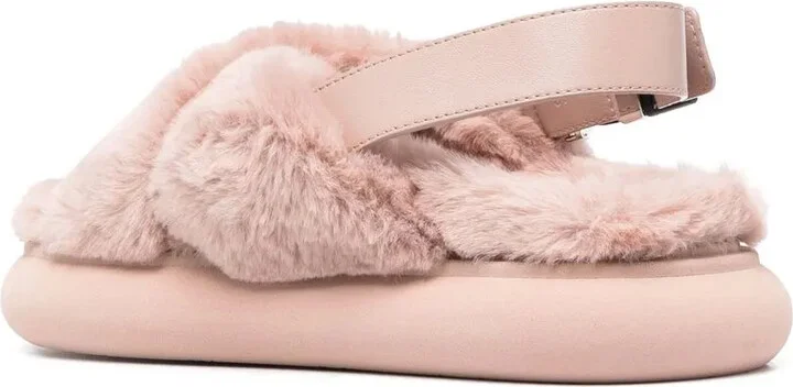 Shearling Cross-Strap Slippers - Image 3