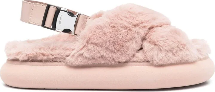 Shearling Cross-Strap Slippers