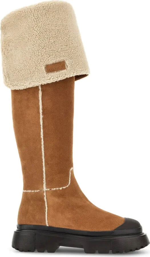 Shearling-Detailing Suede Boots