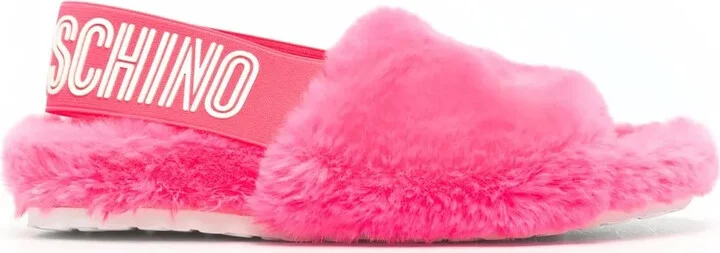 Shearling-Effect Open Toe Sandals