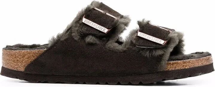 Shearling-Lined Double-Buckle Sandals