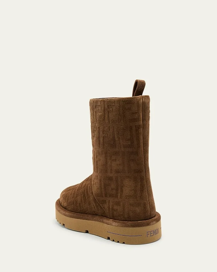 Shearling-Lined FF Embossed Leather Ski Boots - Image 2