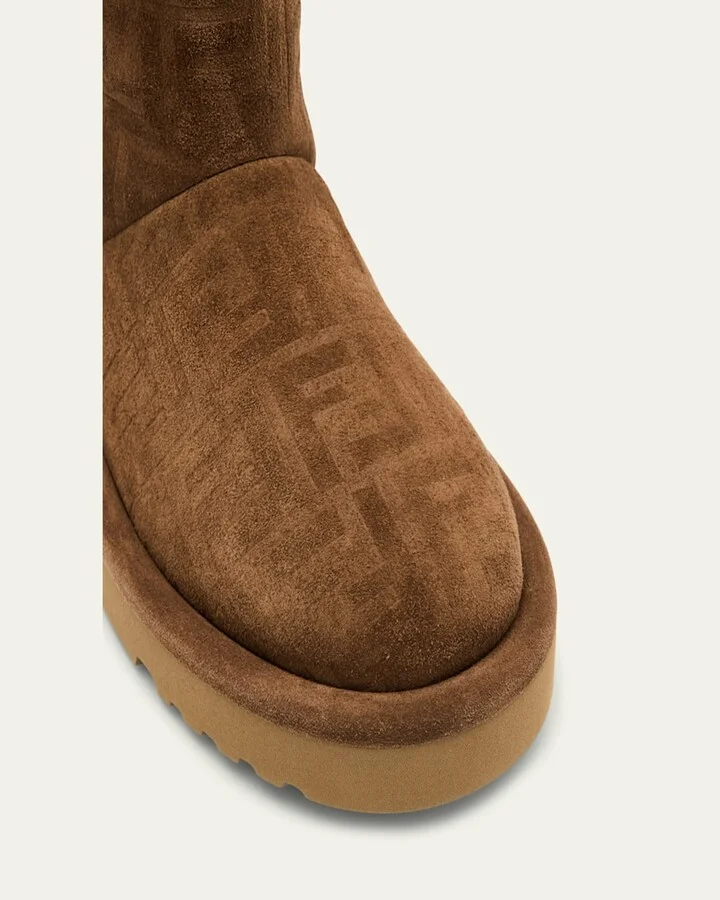 Shearling-Lined FF Embossed Leather Ski Boots - Image 3