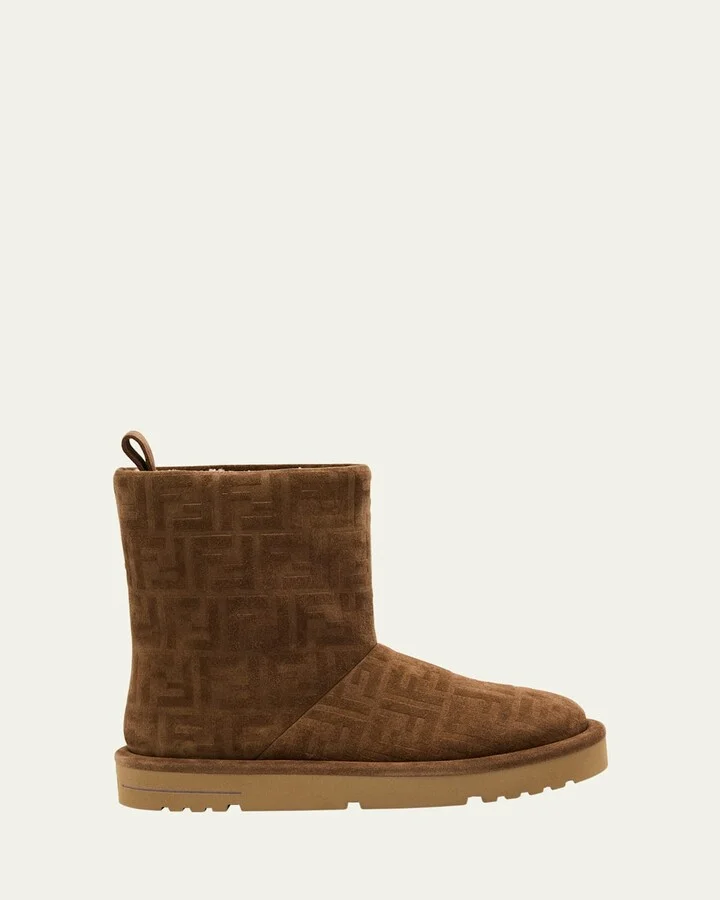 Shearling-Lined FF Embossed Leather Ski Boots