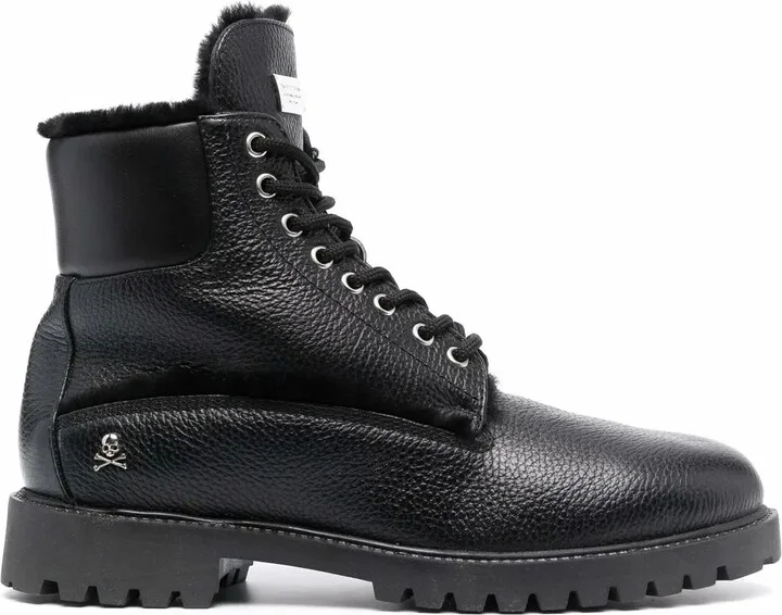Shearling-Lined Lace-Up Boots