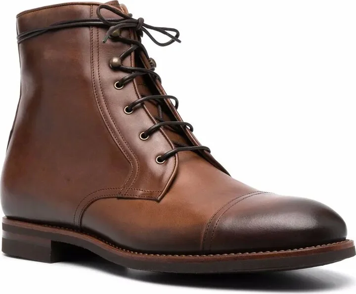 Shearling-Lined Lace-Up Leather Boots - Image 2