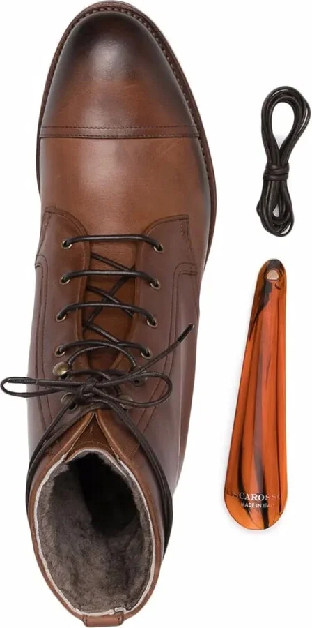 Shearling-Lined Lace-Up Leather Boots - Image 4