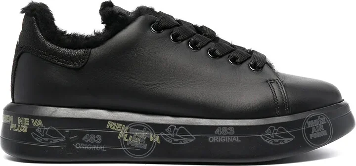 Shearling-Lined Lace-Up Sneakers