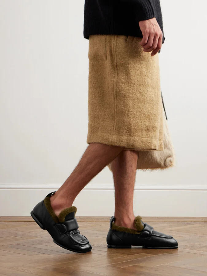 Shearling-Lined Leather Loafers - Image 2