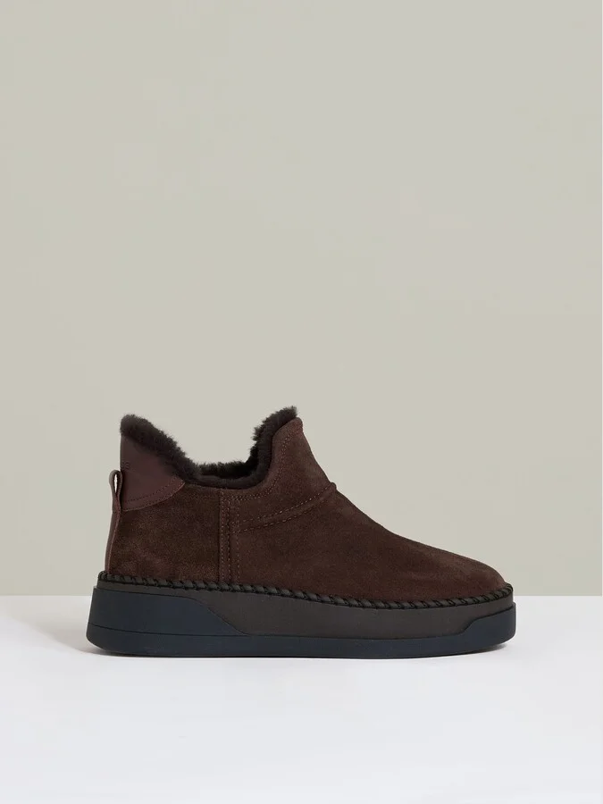 Shearling-lined Suede Ankle Boots