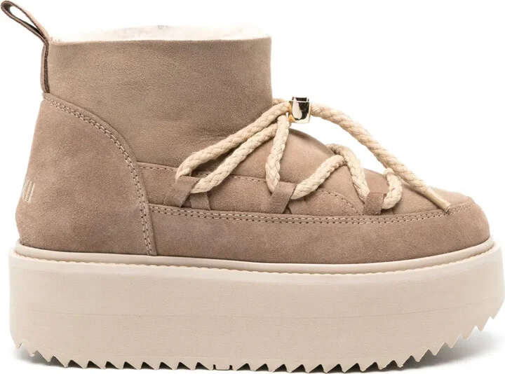 Shearling-Lining Suede Platform Boots