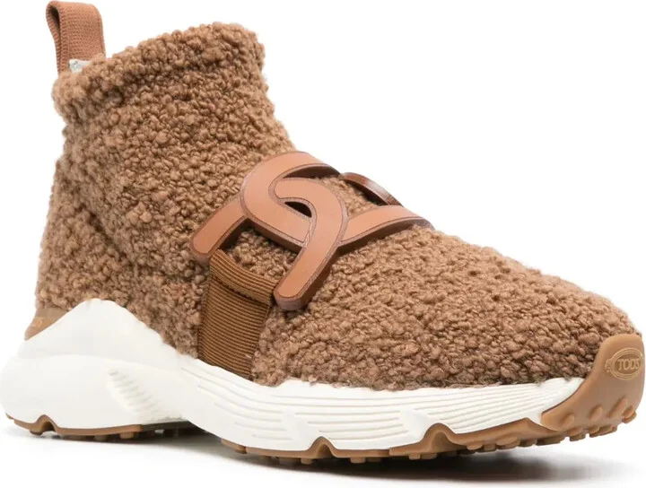 Shearling Logo-Plaque Sneakers - Image 2