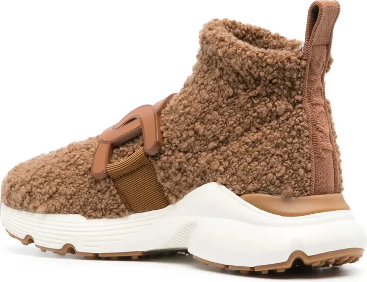 Shearling Logo-Plaque Sneakers - Image 3