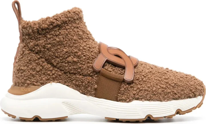 Shearling Logo-Plaque Sneakers