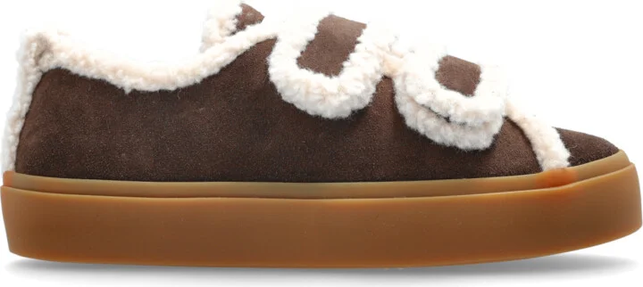 "Shearling Low Velcro" Shoes, , - Brown