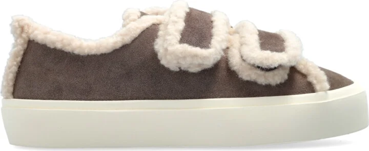 "Shearling Low Velcro" Shoes, , - Grey