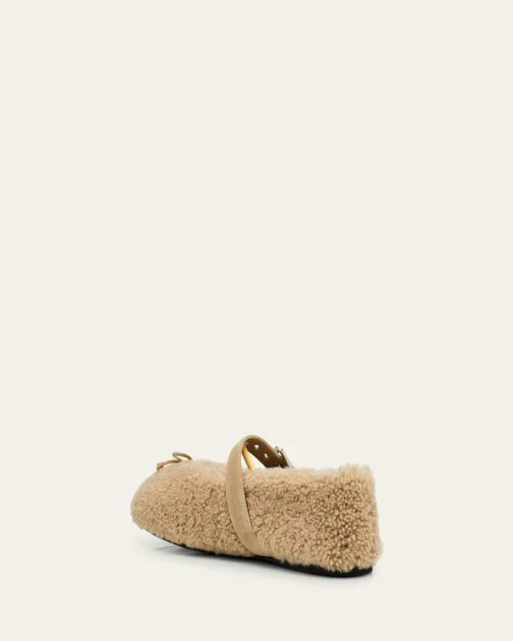 Shearling Mary Jane Ballerina Flats - Image 2