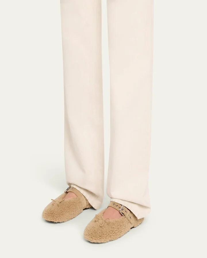 Shearling Mary Jane Ballerina Flats - Image 3