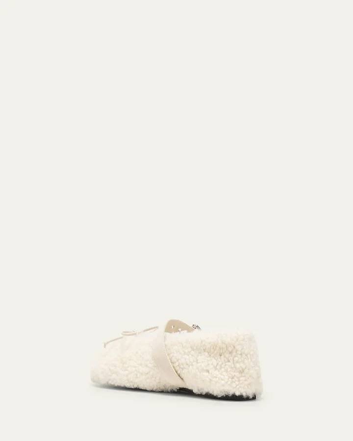 Shearling Mary Jane Ballerina Flats - Image 4