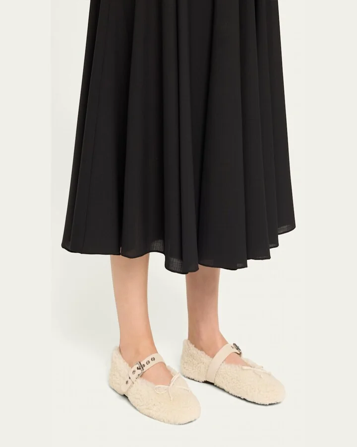 Shearling Mary Jane Ballerina Flats - Image 5
