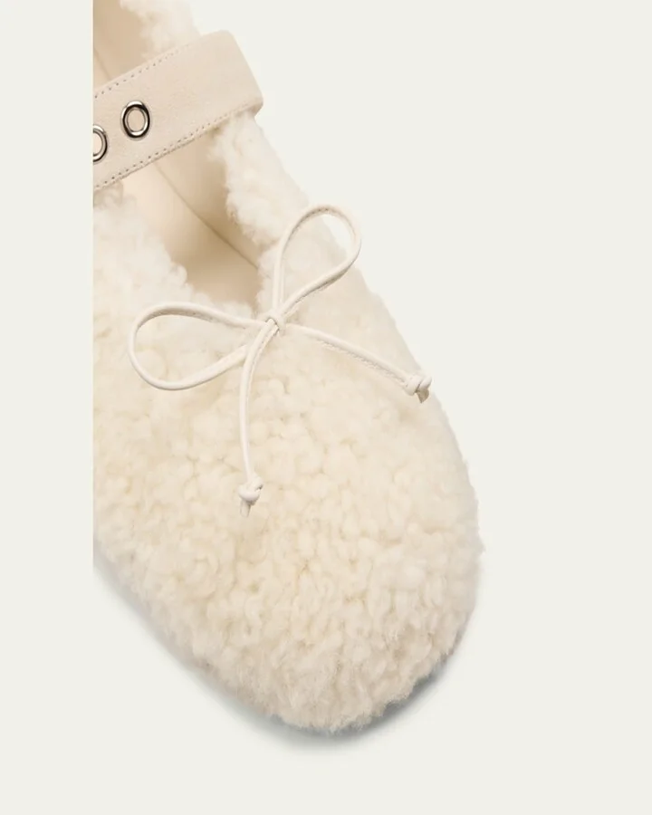 Shearling Mary Jane Ballerina Flats - Image 8